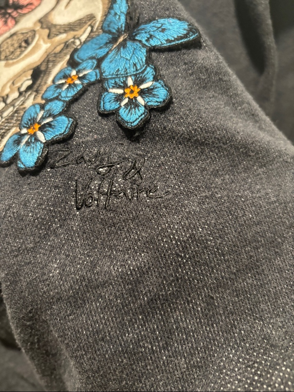 ZADIG & VOLTAIRE “love now” embrodiered skull hoodie sweatshirt - Picture 8 of 10